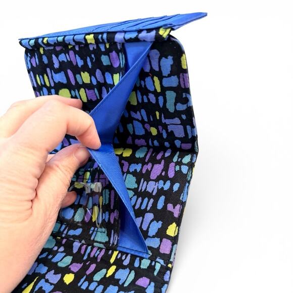 Vera Bradley Indigo Pop Euro Tri-Fold Wallet Quilted Floral Cotton Blue - Picture 6 of 6
